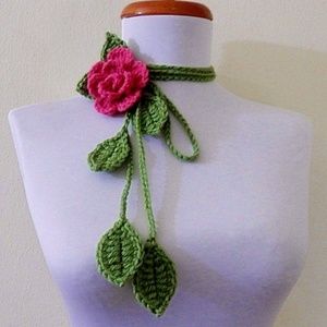 Unique New Handmade Boho Floral Scarf Necklace